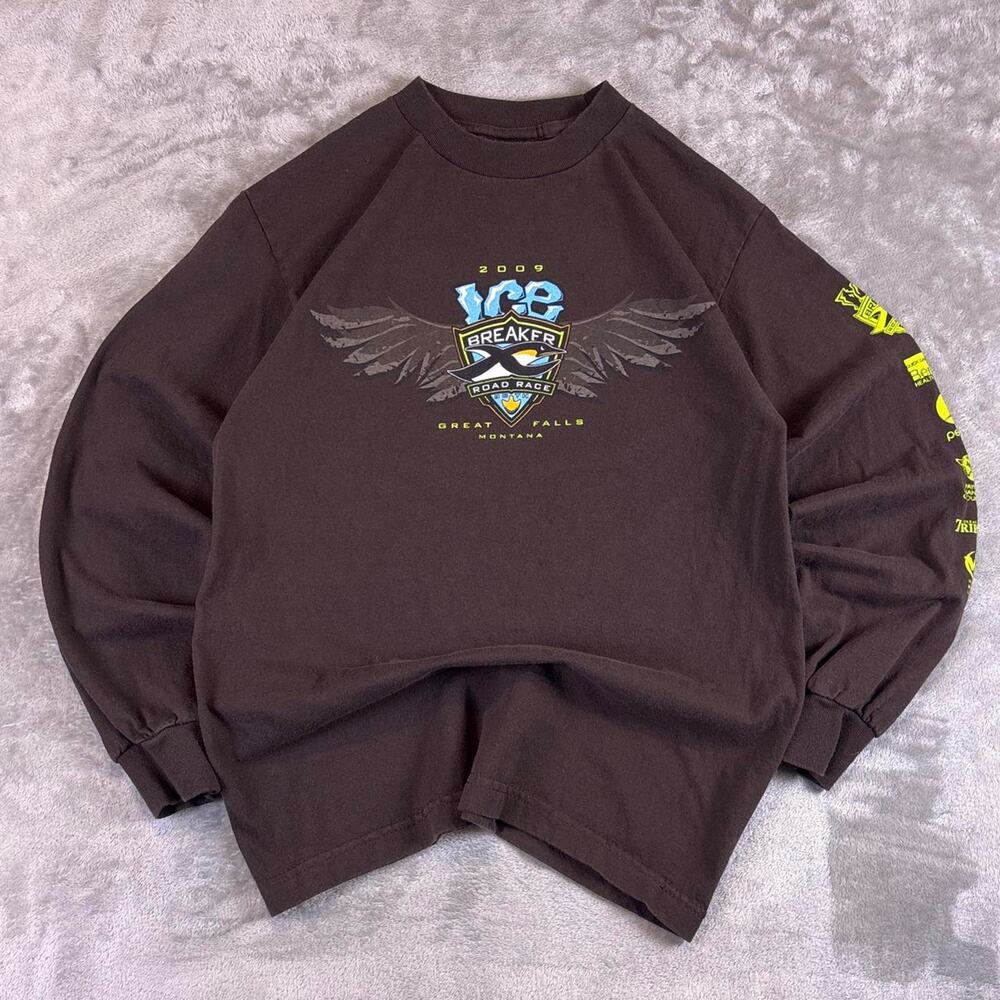 y2k 2009 Ice Breaker Road Race Long Sleeve Shirt Size Large